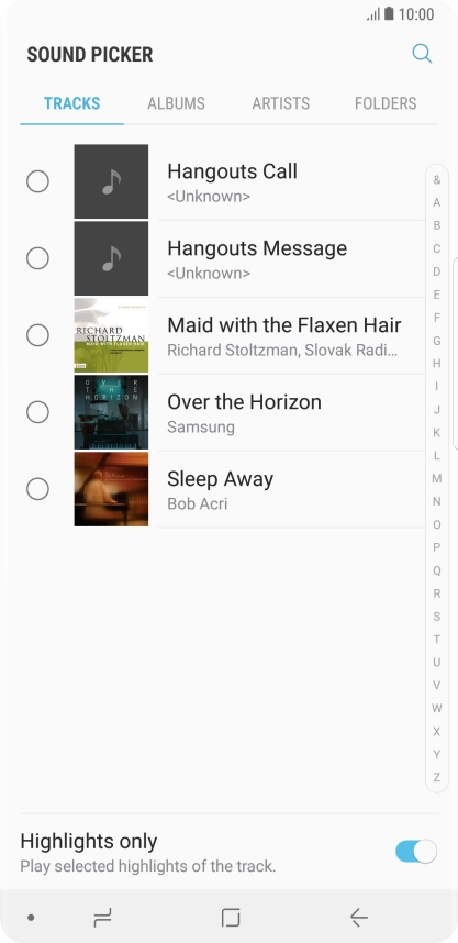 Press the required ring tones to hear them.