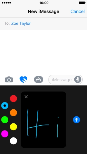 Press the send icon when you've finished your iMessage.