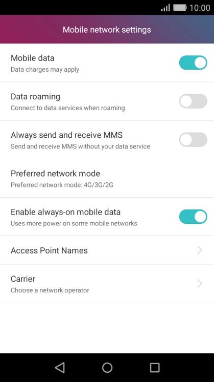 Press Preferred network mode.