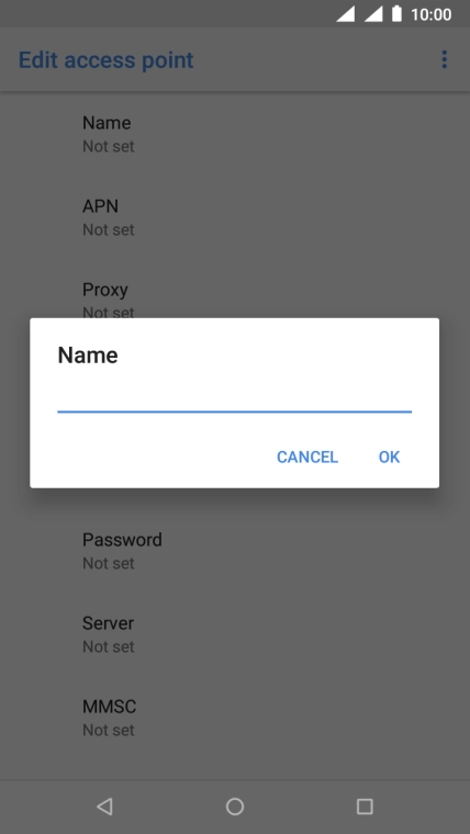 Key in Vodafone Internet and press OK.