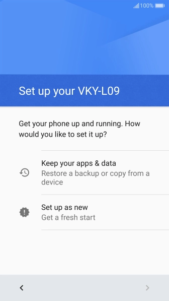 You can transfer the contents of another phone to your phone when it's activated for the first time and after a factory reset. When this screen is displayed, your phone is ready to transfer contents from another phone.