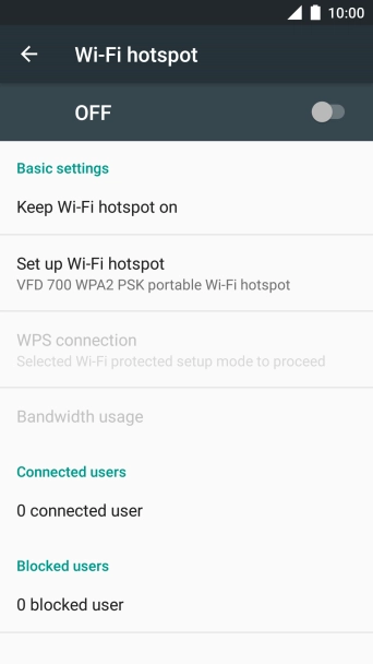 Press Set up Wi-Fi hotspot.
