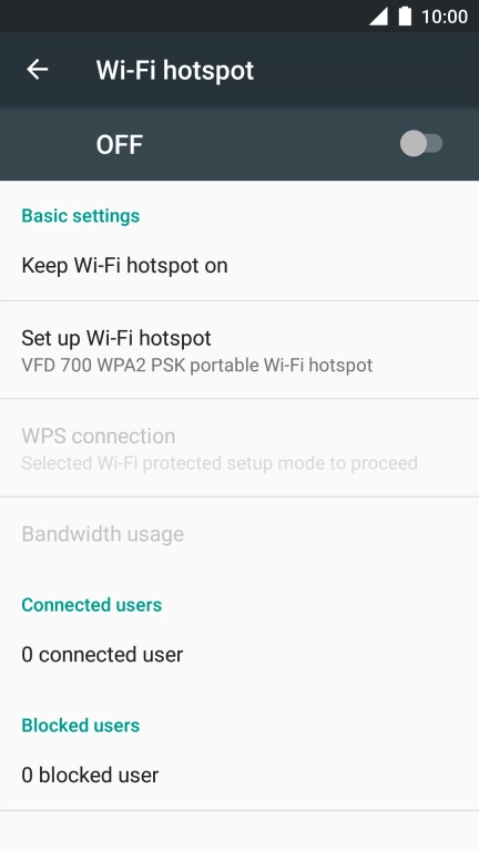 Press Set up Wi-Fi hotspot.