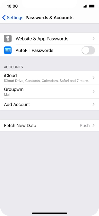 Press the name of the email account you've just set up.