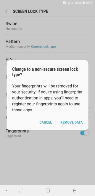 Press REMOVE DATA.