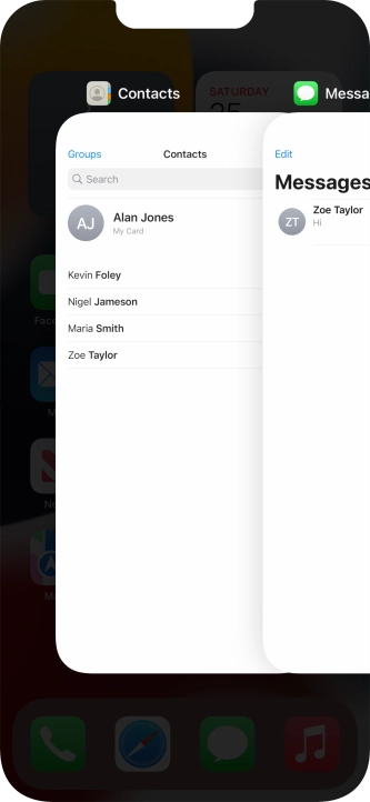 Slide upwards on the required application to end it.