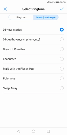 Once you've found a ring tone you like, press the confirm icon.