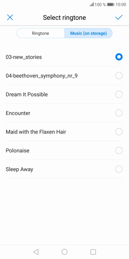 Once you've found a ring tone you like, press the confirm icon.