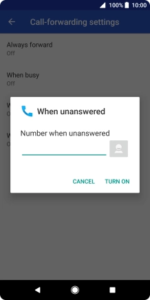 Key in (prefix) 5 (your phone number) and press TURN ON.