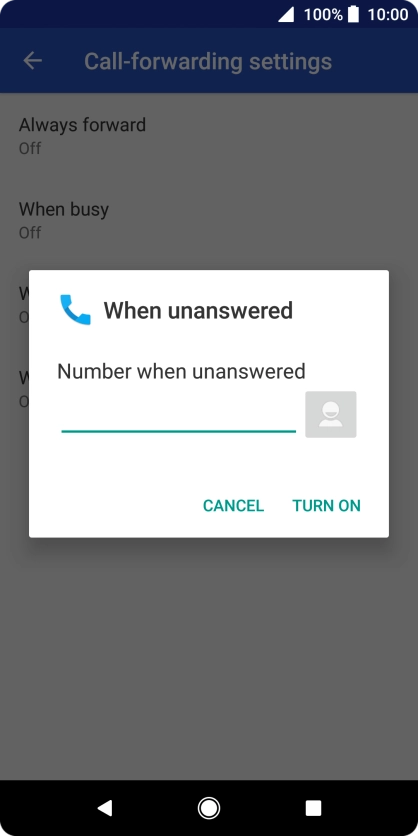 Key in (prefix) 5 (your phone number) and press TURN ON.