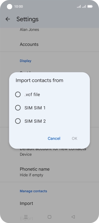Press the required SIM.