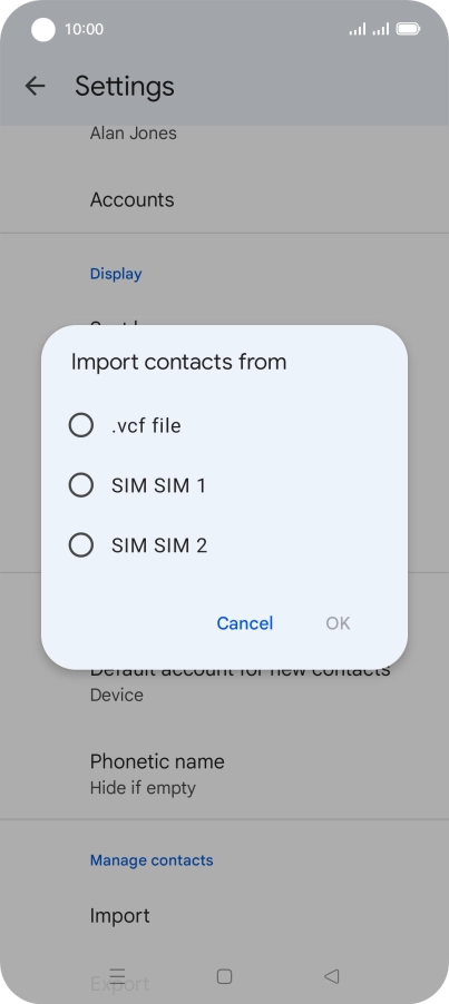 Press the required SIM.