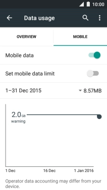 Press Mobile data to turn the function on or off.