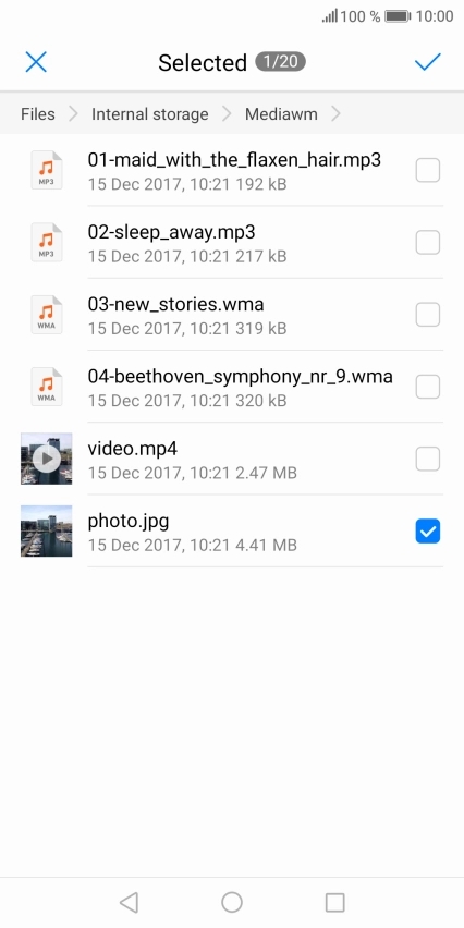 Press the confirm icon.