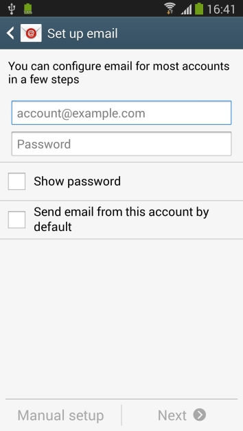 Press  and key in your email address.