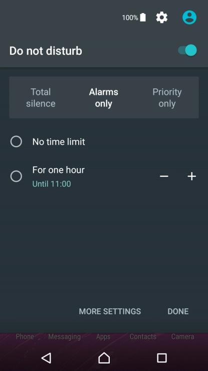 Press DONE to turn on silent mode.
