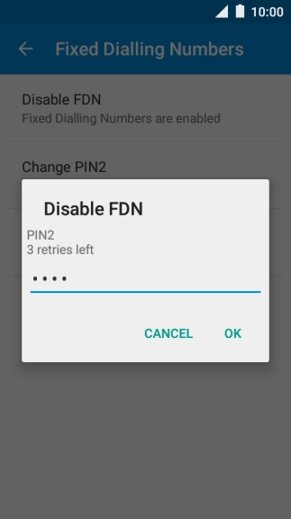 Key in your PIN2 and press OK.