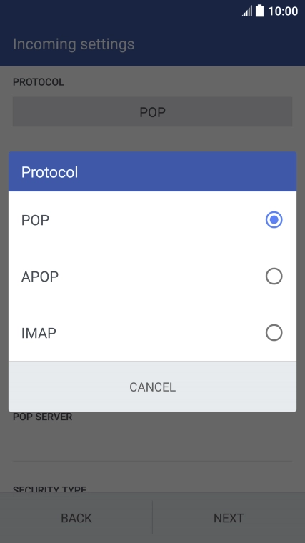 Press IMAP.