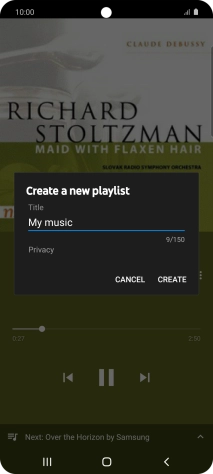 Key in a name for the playlist and press CREATE.