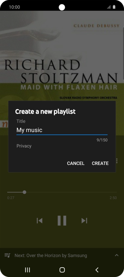 Key in a name for the playlist and press CREATE.