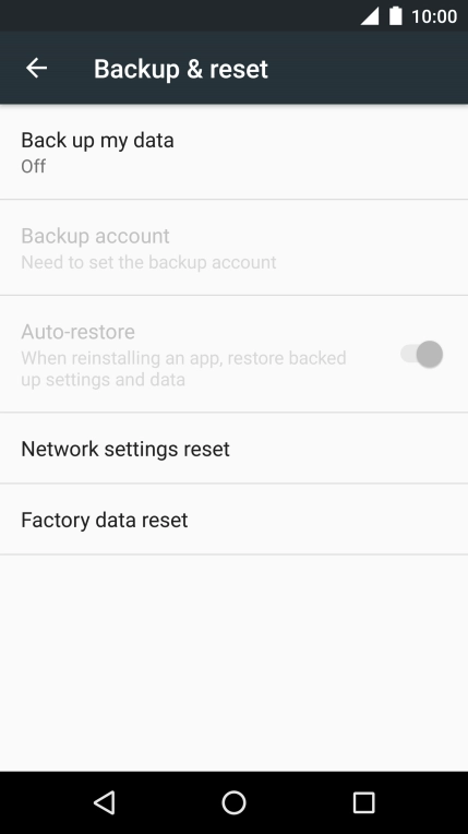 Press Factory data reset.
