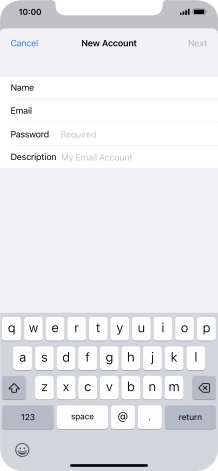 Press Password and key in the password for your email account.