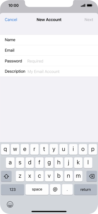 Press Password and key in the password for your email account.