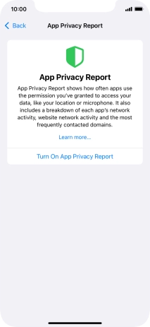 Press Turn On App Privacy Report to turn on the function.