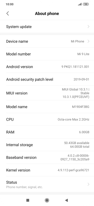 Press System update. If a new software version is available, it's displayed. Follow the instructions on the screen to update the phone software.