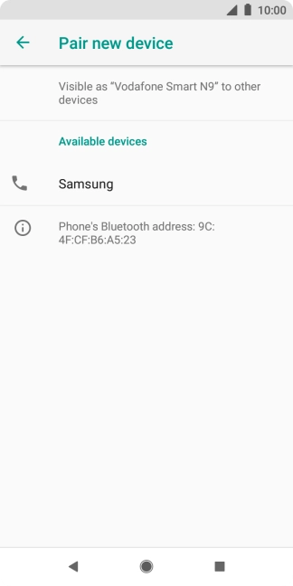 Press the required Bluetooth device and follow the instructions on the screen to pair the device with your phone.