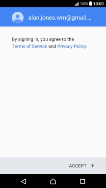 Press ACCEPT and follow the instructions on the screen to select settings for your Google account.