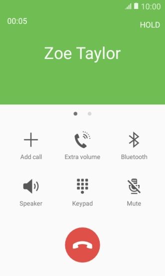 Press the end call icon.