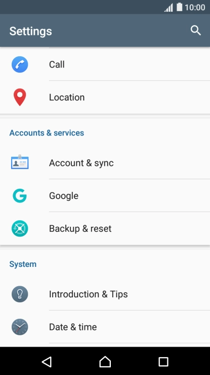 Press Backup & reset.