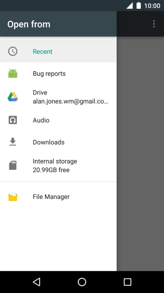 Press Audio and go to the required folder.