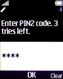 Key in the PIN2 and press the Navigation key.