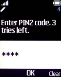 Key in the PIN2 and press the Navigation key.