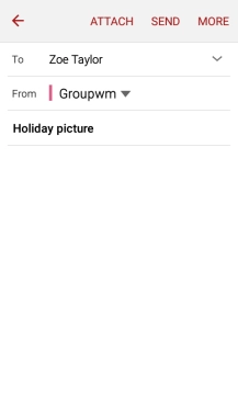 Press the text input field and write the text for your email message.