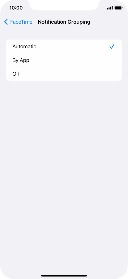 Press the required setting.
