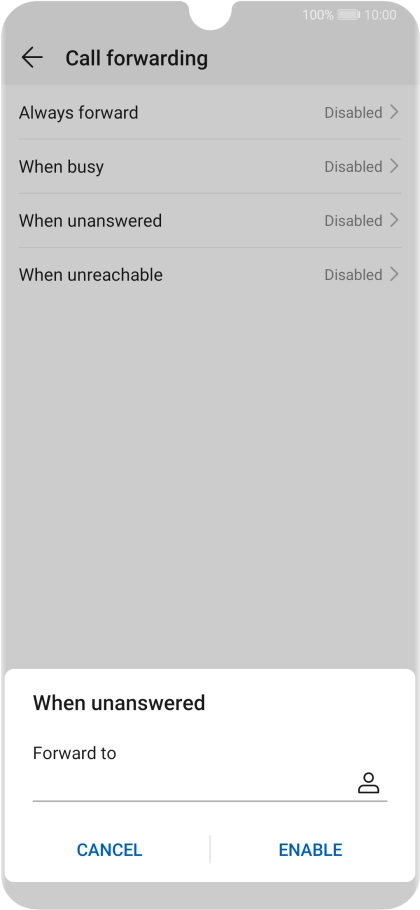 Key in (prefix) 5 (your phone number) and press ENABLE.