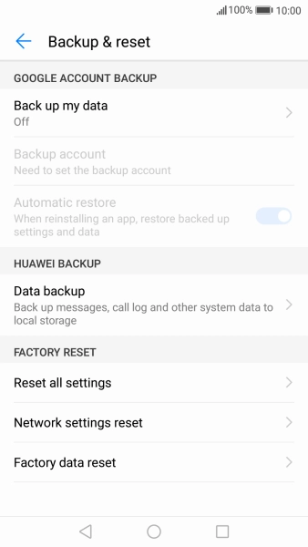 Press Factory data reset.