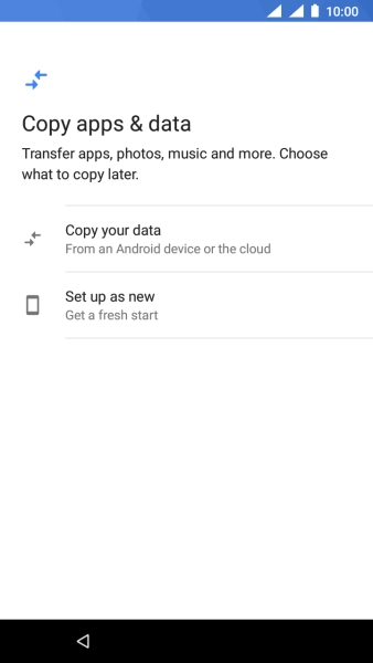 You can transfer the contents of another phone to your phone when it's activated for the first time and after a factory reset. When this screen is displayed, your phone is ready to transfer contents from another phone.