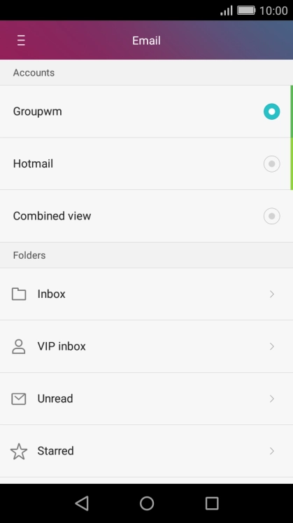 Press the required email account.