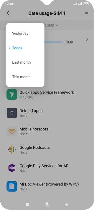 Press the required setting.