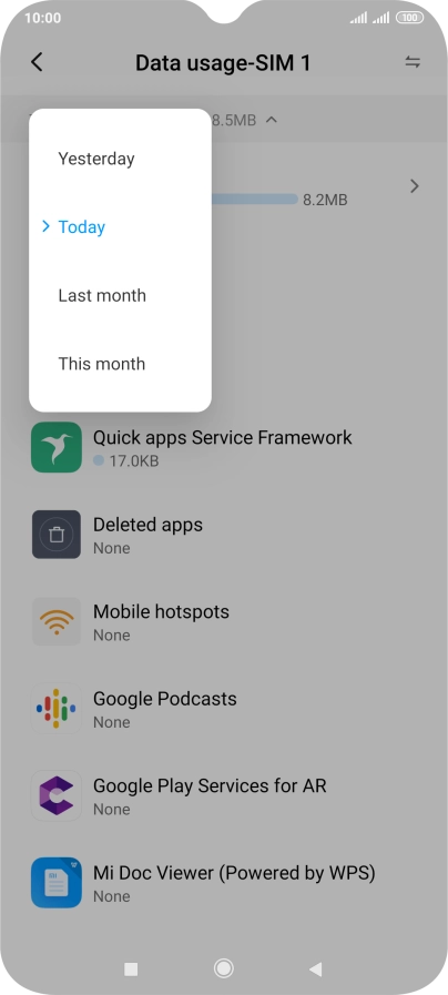 Press the required setting.