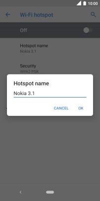 Key in the required Wi-Fi hotspot name and press OK.