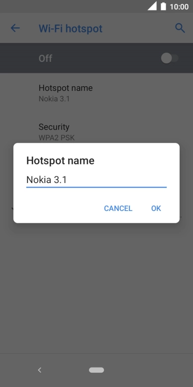 Key in the required Wi-Fi hotspot name and press OK.