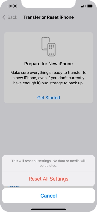 Press Reset All Settings.