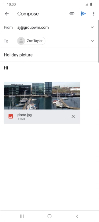 Press the send icon when you've finished your email message.