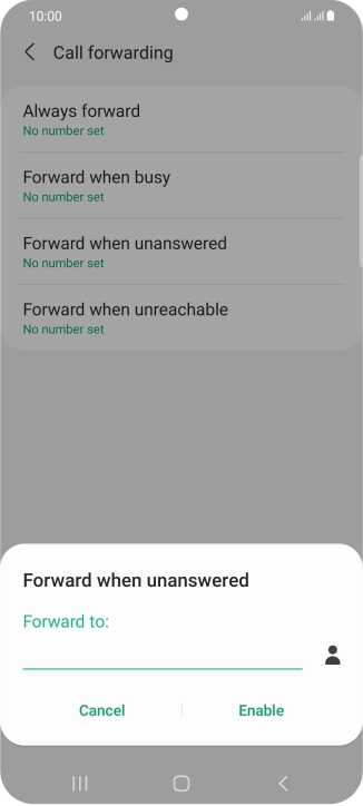 Key in (prefix) 5 (your phone number) and press Enable.