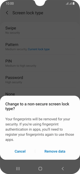 Press Remove data.